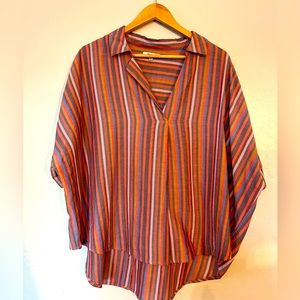 Madewell Women’s Plus Size 3x Courier Button-Back Stripe Short Sleeve